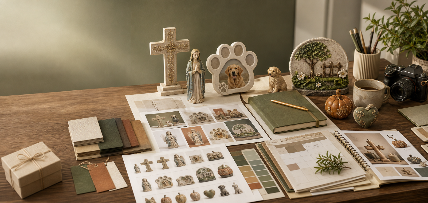 Buyer research desk for resin craft product planning