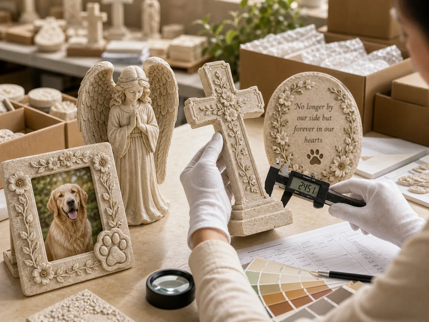 Resin product dimension and finish inspection before packing